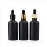 15 30 50 Ml Matte Black Oil Glass Dropper Bottle With Bamboo Dropper Cap