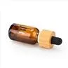 20ml Bamboo Lid Amber Dropper Bottles