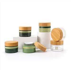 30g Glass Cosmetic Jar With Bamboo Lid 30ml Cream Jar