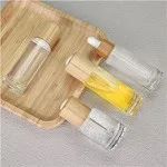 Garrafas conta-gotas de óleo essencial de 30 ml com tampa de madeira