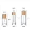 30ml Clear Essential Oil Dropper Bottles With Wooden Cap Buy Press Flat Shoulder Tincture Bottles