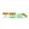 50ml Green Cosmetic Glass Cream Jar With Bamboo Lid