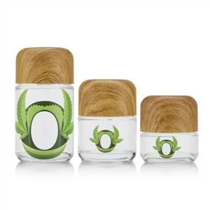5g 50g Glass Child Proof Jar With Wooden Cap