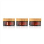 70g Amber Cosmetic Jar With Wooden Lid