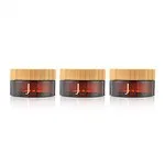 70g Amber Cosmetic Jar With Wooden Lid