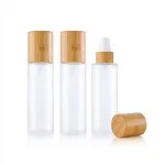 80ml 100ml Bamboo Lotion Bottle Glass Frosted Foundation Bottle
