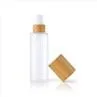 80ml 100ml Bamboo Lotion Bottle Glass Frosted Foundation Bottle