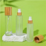 80ml 100ml Glass Lotion Bottles With Bamboo Lotion Pump