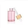 Bamboo Lid 1oz Pink Dropper Bottles