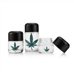 Black Lid Clear Child Proof Glass Jar
