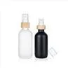 Black White Matte Boston Reusable Glass Spray Bottles 2 Oz 4oz 8 Oz Airless Pump Foundation Bottle