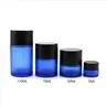 Blue Airtight Childproof Glass Herb Jars