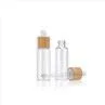 Clear 10ml Glass Bottle With Pipette Bamboo Wooden Lid Essential Oil Bottles Wholesale
