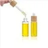 Clear 10ml Glass Bottle With Pipette Bamboo Wooden Lid Essential Oil Bottles Wholesale