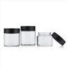 Clear Round Cannabis Jar With Black Childproof Lid