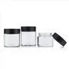 Clear Round Cannabis Jar With Black Childproof Lid