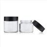 Clear Round Cannabis Jar With Black Childproof Lid