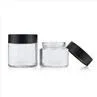 Clear Round Cannabis Jar With Black Childproof Lid