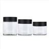 Clear Round Cannabis Jar With Black Childproof Lid