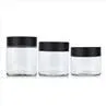 Clear Round Cannabis Jar With Black Childproof Lid