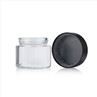Clear Round Cannabis Jar With Black Childproof Lid