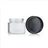 Clear Round Cannabis Jar With Black Childproof Lid