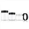 Clear Round Glass Bottle With Black Childproof Cap