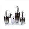 Empty Black Serum Bottle 15ml 20ml 30ml 50ml Black Cosmetic Glass Bottle With Dropper /Pump
