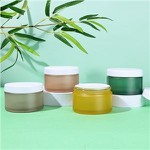 Žalios spalvos matinio stiklo 200 ml kosmetikos stiklainiai