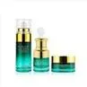 Green Skincare Packaging Cosmetic Bottle Glass Cream Jar