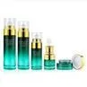 Green Skincare Packaging Cosmetic Bottle Glass Cream Jar