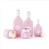 Pink Unique Skincare Bottle Glass Cream Jars Cosmetic Packaging