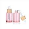 Pink Wooden Lid Eco Friendly Skincare Packaging 15g 30ml 60ml Bamboo Cosmetic Packaging