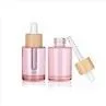 Pink Wooden Lid Eco Friendly Skincare Packaging 15g 30ml 60ml Bamboo Cosmetic Packaging