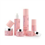 Round Glass Pink Cosmetic Bottle Packaging