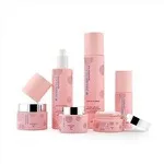 Round Glass Pink Cosmetic Bottle Packaging