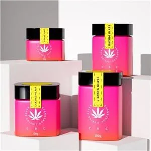 Square Gradient Glass Jar Childproof Cap 40g 60g 80g 100g