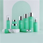 Straight Round Green Cosmetic Packaging 5g 120ml Skincare Set Bottle