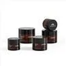 Wholesale Cosmetic Glass Jars 20g 30g 50g Face Cream Amber Glass Jars for Cosmetics with Black Lid
