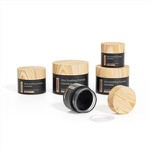 Black Cosmetic Jars With Bamboo Lids