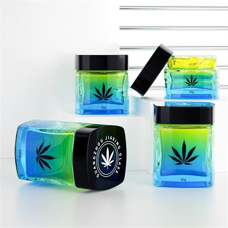 Stoples Kaca Bukti Anak Persegi Botol Ganja 40g 60g 80g 100g