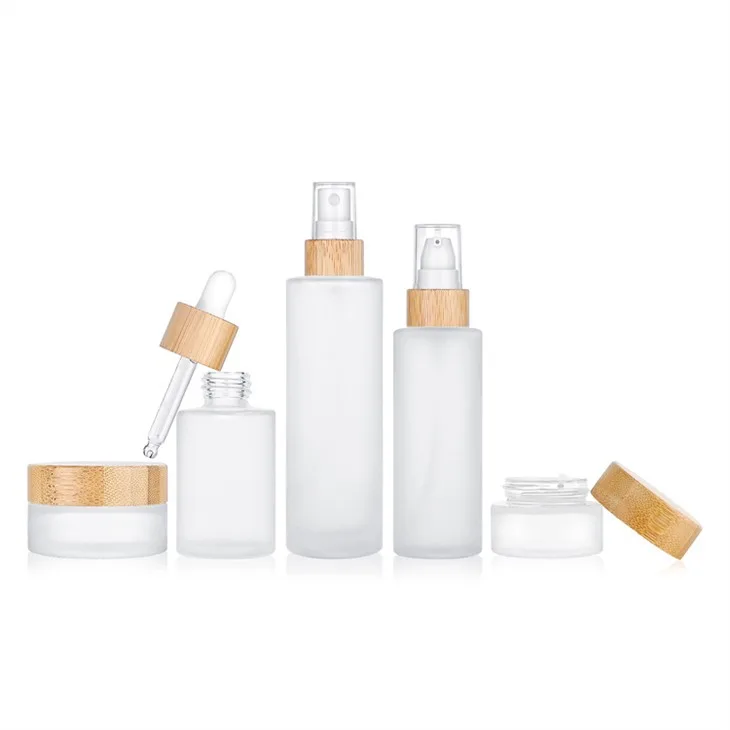 White Frosted Bamboo Lid Skin Care Packaging