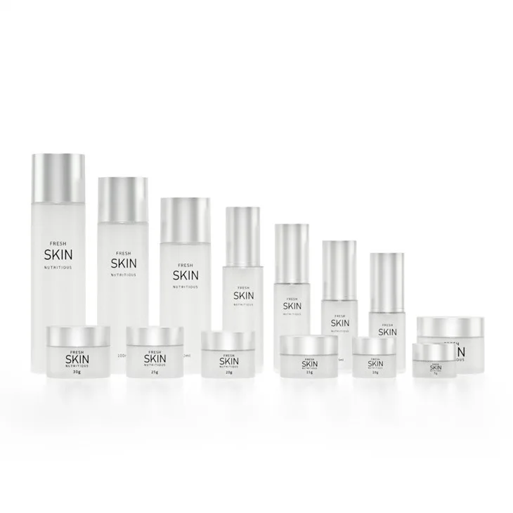 White Frosted Glass Cosmetic Containers