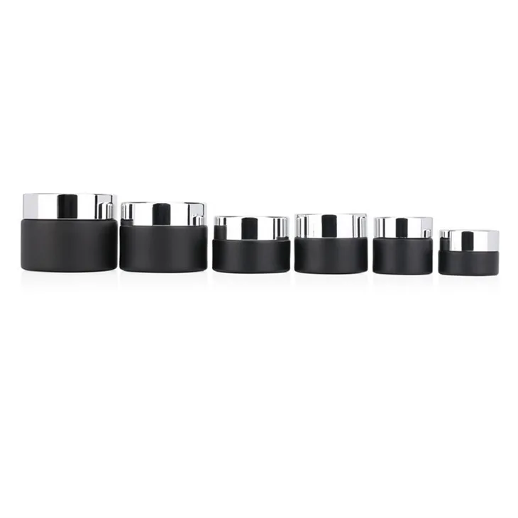30g 50g Matte Black Cosmetic Cream Glass Jar With Cap