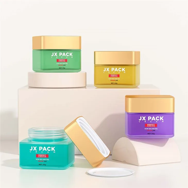 High Quality Cosmetic Glass Packaging 30ml 50ml Gold Cream Glass Jar And Bottle For Skincare With Lid