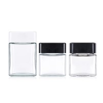 2oz 4oz Square Clear Glass Child Proof Jar