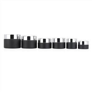 ظرف شیشه ای کرم آرایشی و بهداشتی مشکی مات 50 گرمی با درپوش 30 گرمی