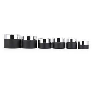 30g 50g Matte Black Cosmetic Cream Glass Jar With Cap