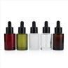 30ml Clear Amber Frosted Cylinder Flat Shoulder Dropper Bottle