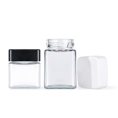 2oz 4oz Square Clear Glass Child Proof Jar
